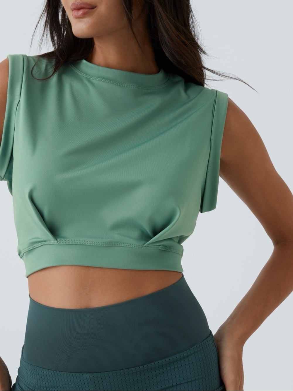 HALARA Sage Green Sleeveless Crop Top